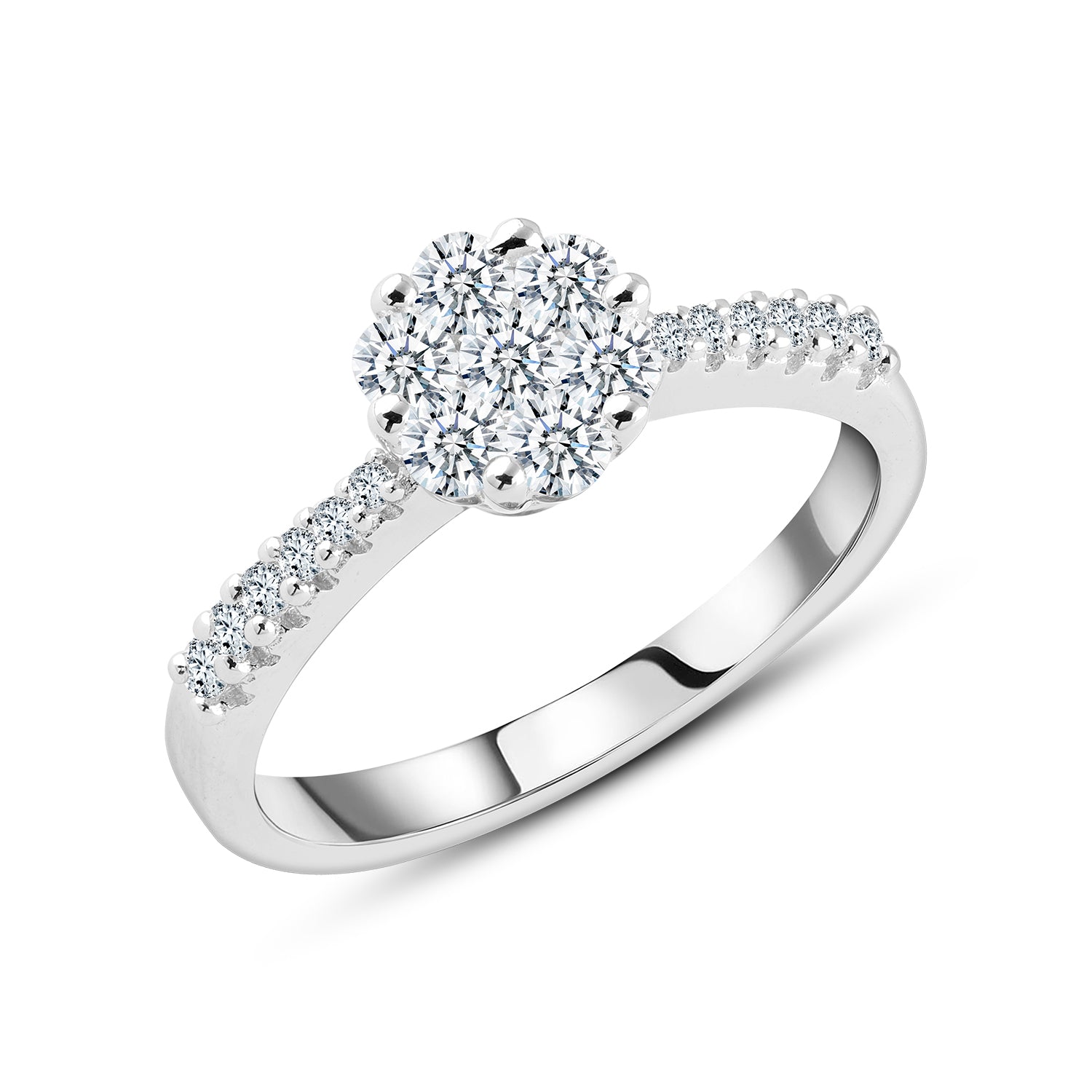 Snow Blossom Ring – Silver with White Zircon