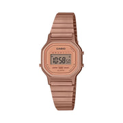 Casio Women's Digital Watch – Pink Case & Rose Gold Stainless Steel Band