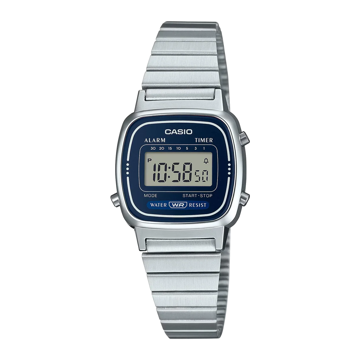 Casio Unisex Digital Watch – Silver Case & Stainless Steel Band