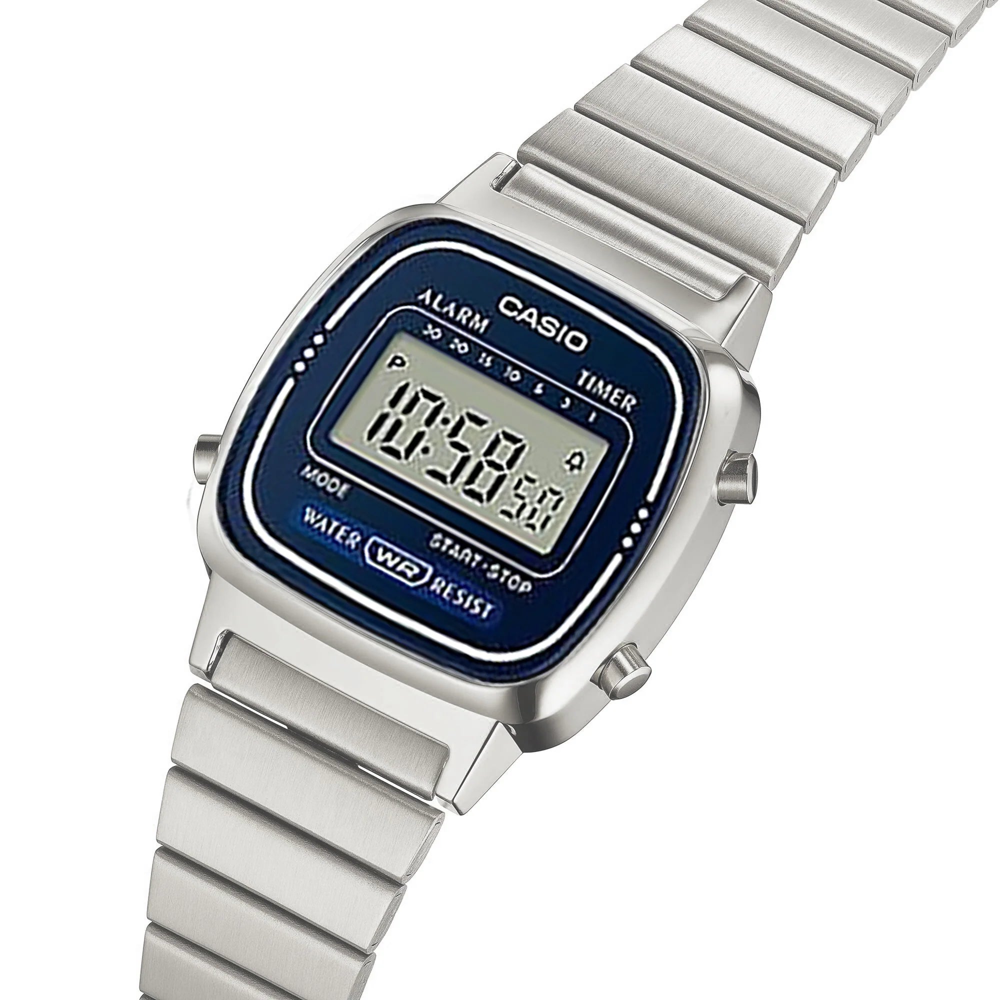Casio Unisex Digital Watch – Silver Case & Stainless Steel Band