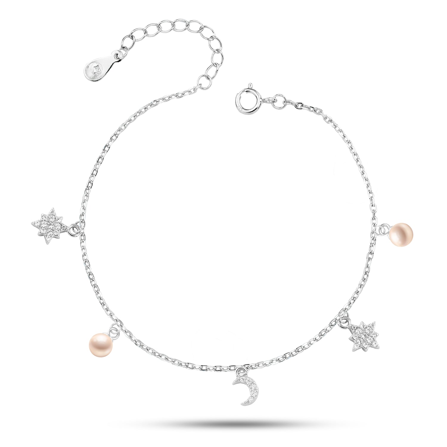 Pearl & Zircon Stars 925 Silver Anklet