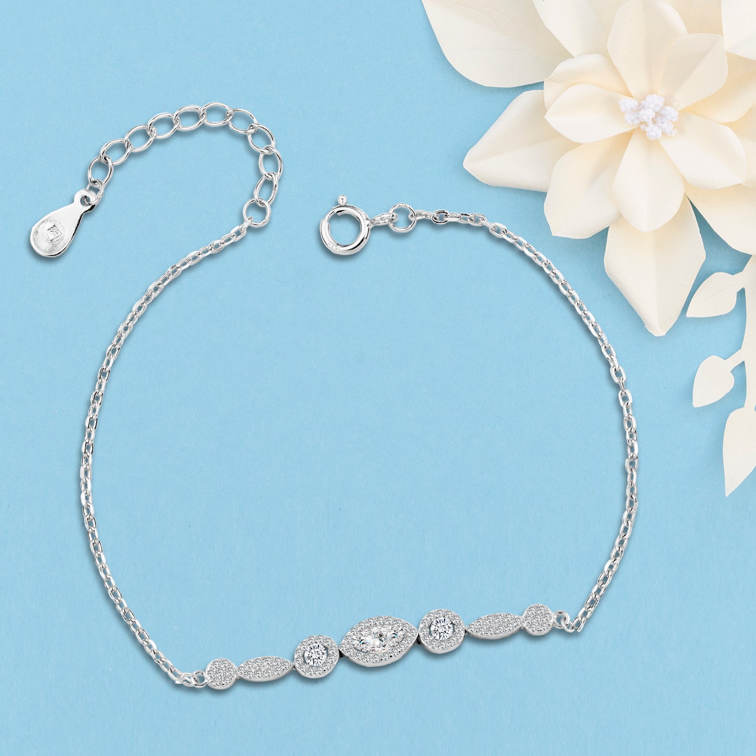 Shiny Zircon 925 Silver Bracelet
