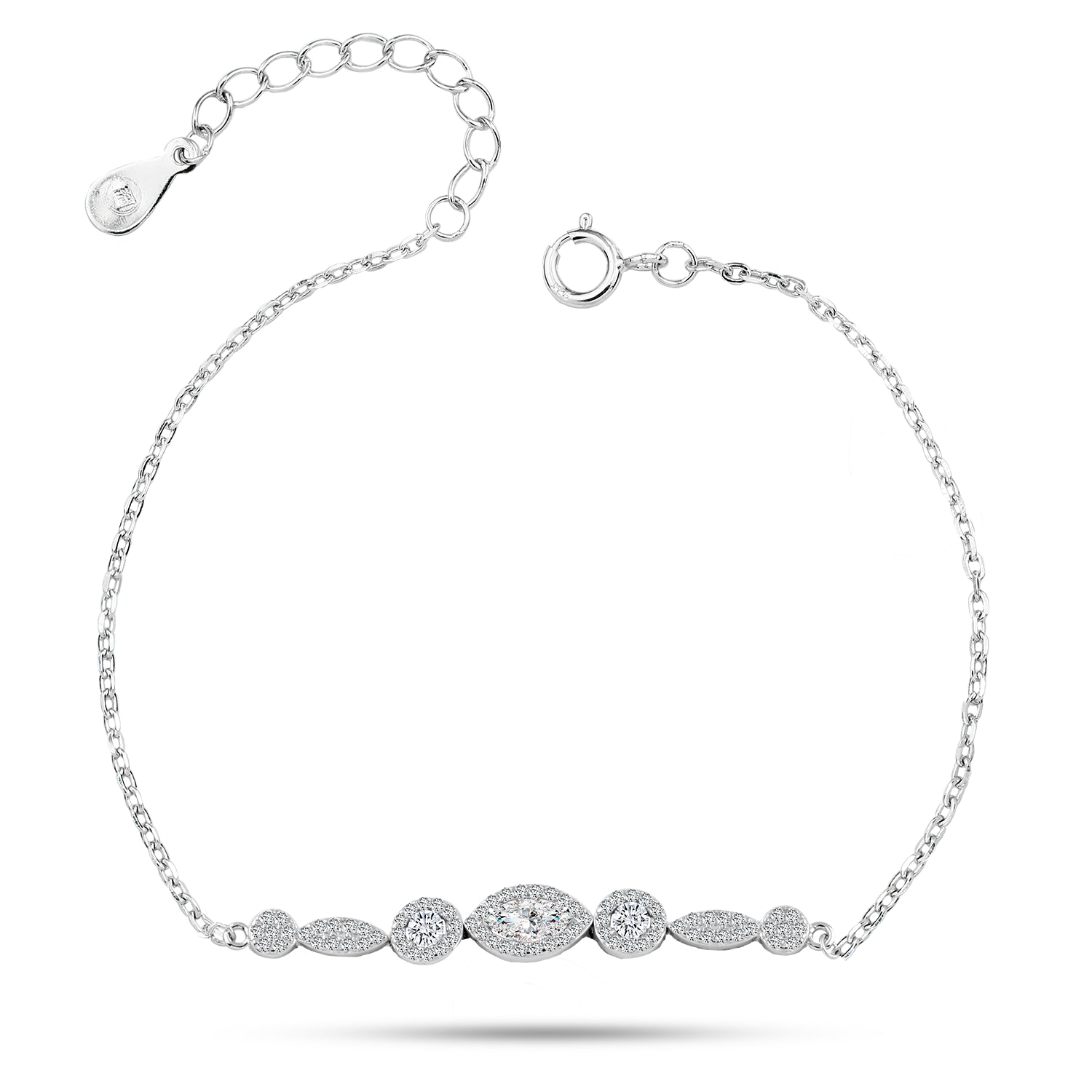 Shiny Zircon 925 Silver Bracelet