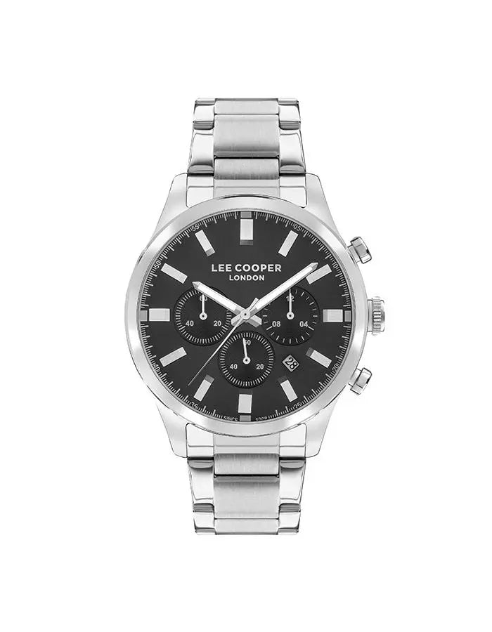  Lee Cooper Men’s Chronograph Watch with Silver Strap and Black Dial
