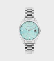  Lee Cooper Women’s Watch with Silver Bracelet and Turquoise Dial with Date Display