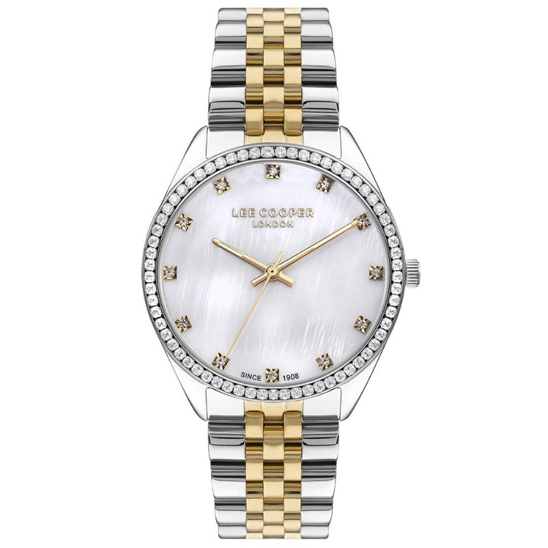 Lee Cooper Women's Analog Watch with Two-Tone Stainless Steel Bracelet (Silver × Gold)
