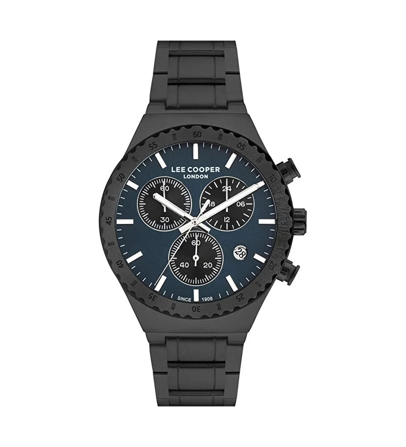 Lee Cooper Men’s Chronograph Watch with Black Bracelet and Dark Blue Dial


