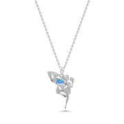 Dreamy Fairy Necklace – 925 Sterling Silver with White and Blue Zircon Stones

