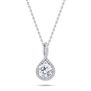 925 Silver Teardrop Necklace with Shiny White Zircon