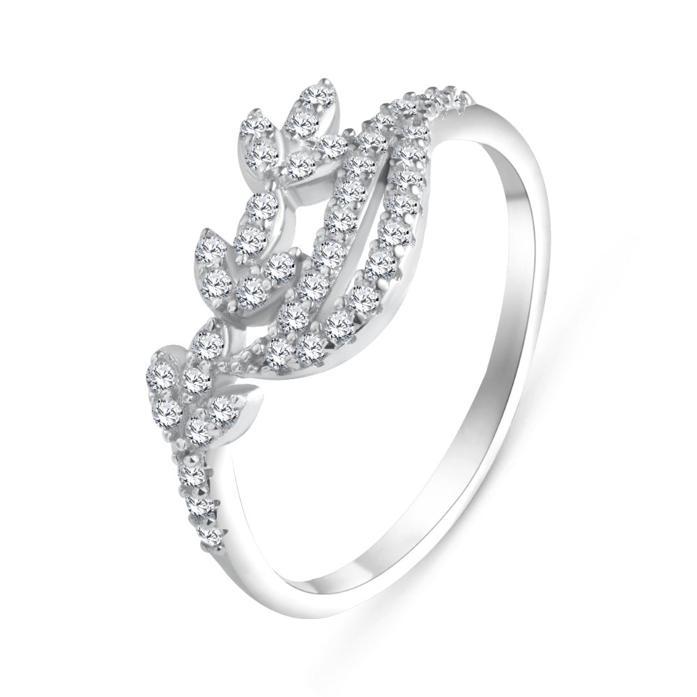 925 sterling silver set adorned with zircon stones in the shape of leaves