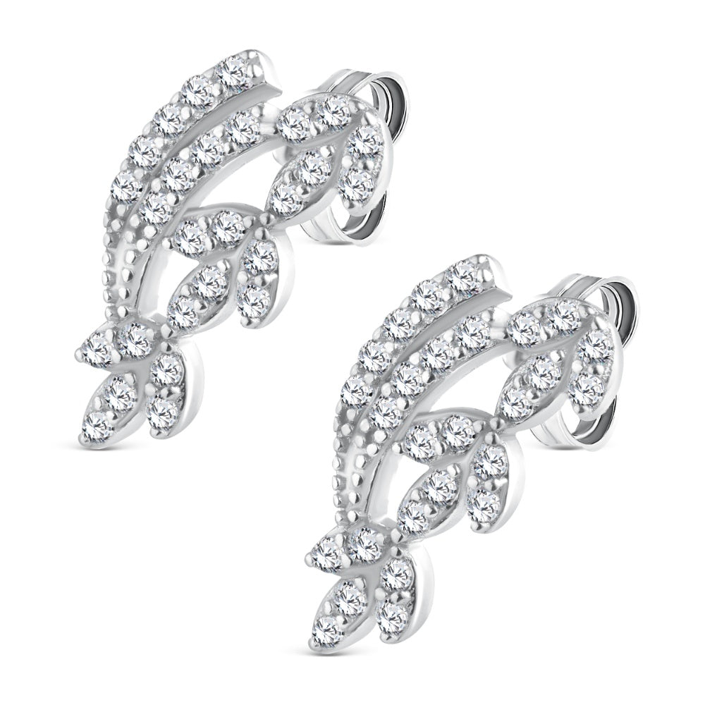 925 sterling silver set adorned with zircon stones in the shape of leaves