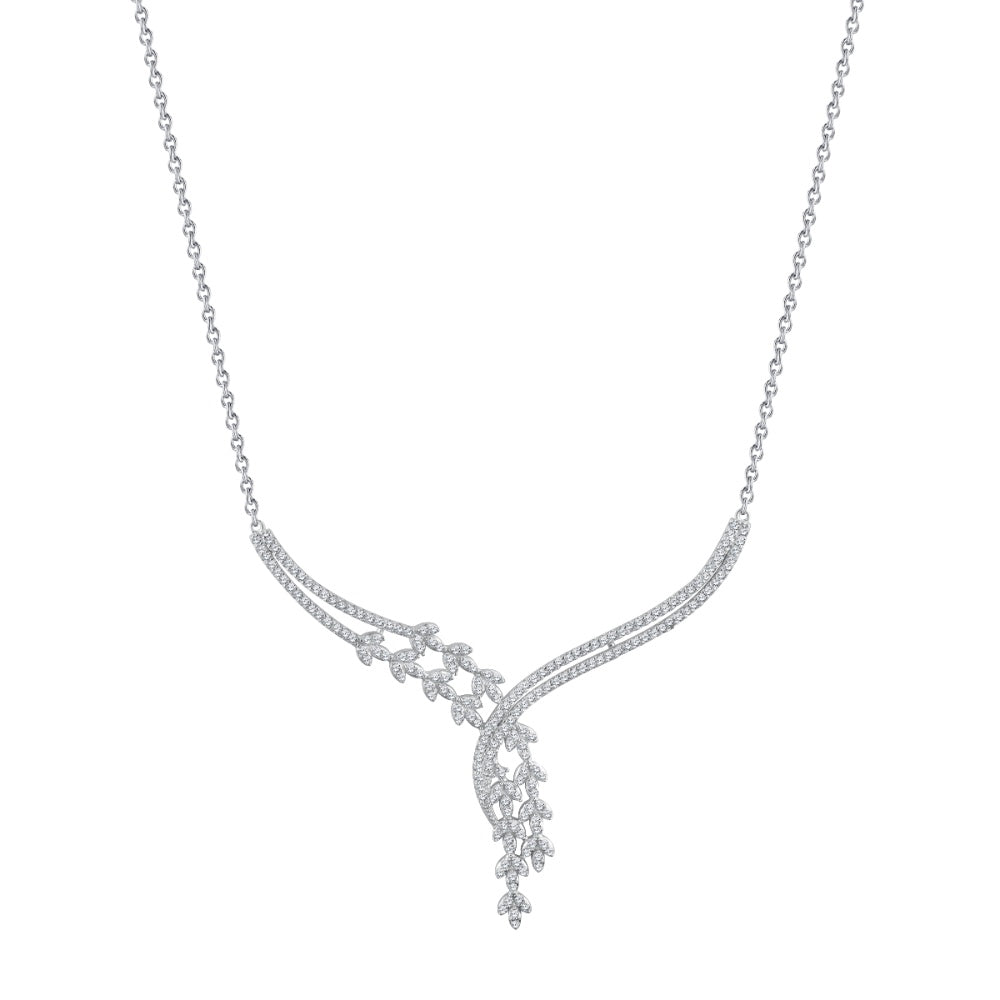 925 sterling silver set adorned with zircon stones in the shape of leaves