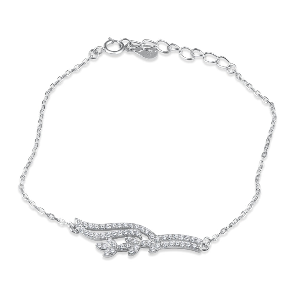 925 sterling silver set adorned with zircon stones in the shape of leaves