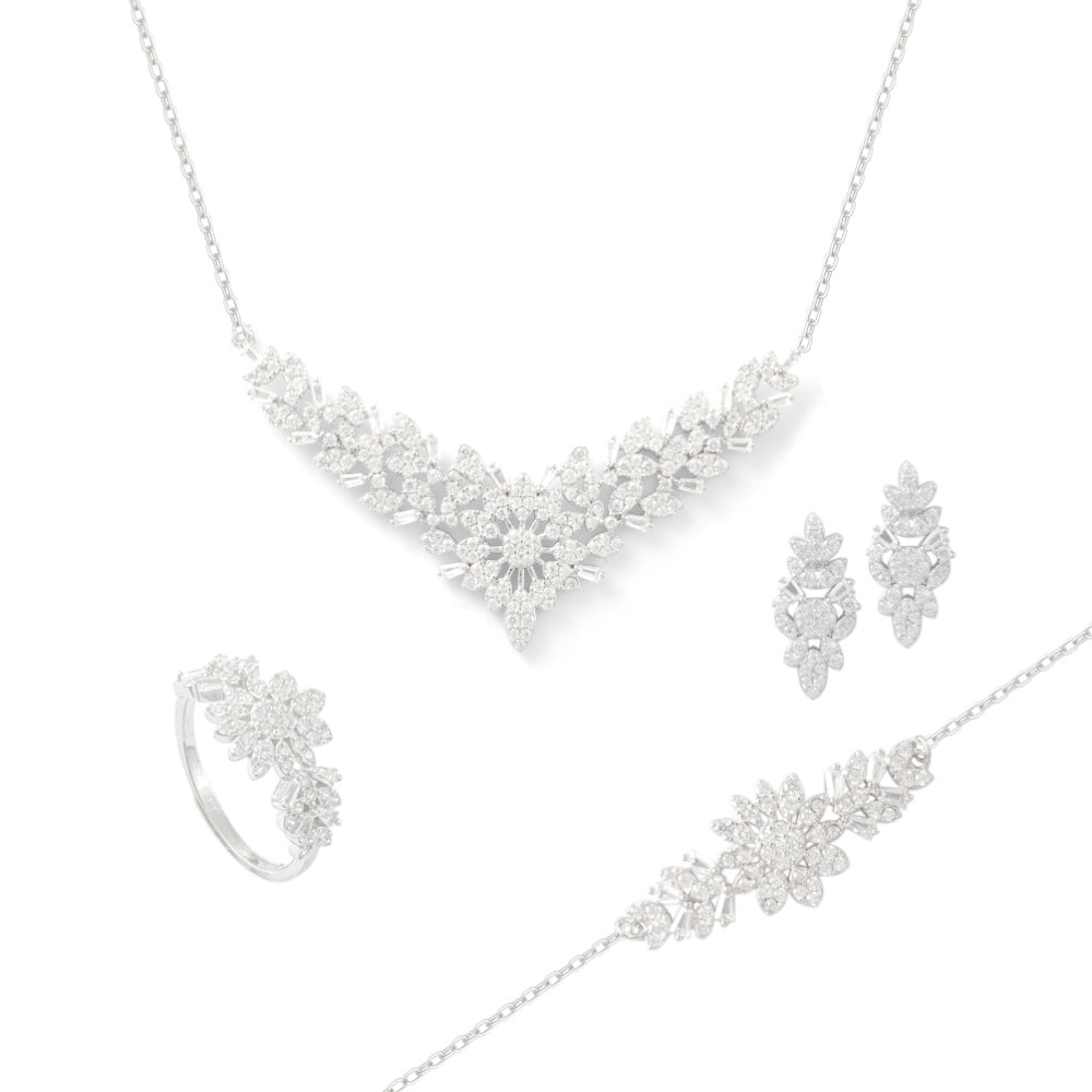 925 sterling silver set adorned with zircon stones