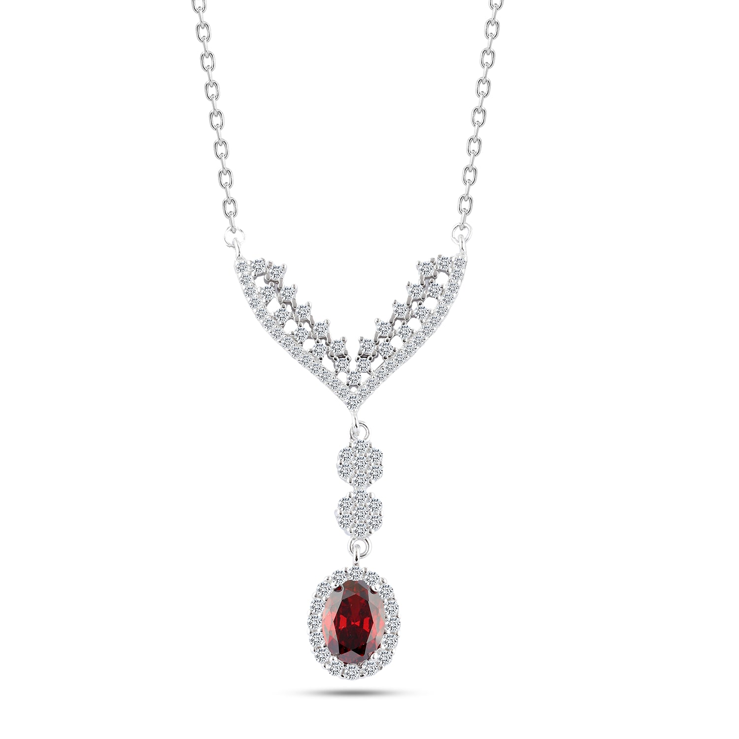 Royal Femininity Set – Adorned with Red Stone and White Zircon