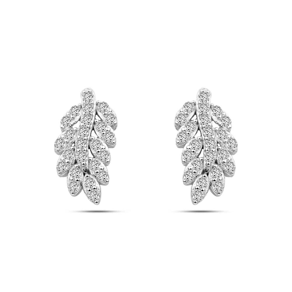 طقم أوراق الأناقة – فضة 925 مطلية بطبقة بلاتين ولمعان زركوني فاخر