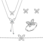 طقم فضة عيار 925 على شكل فراشات مرصعه بالزركون