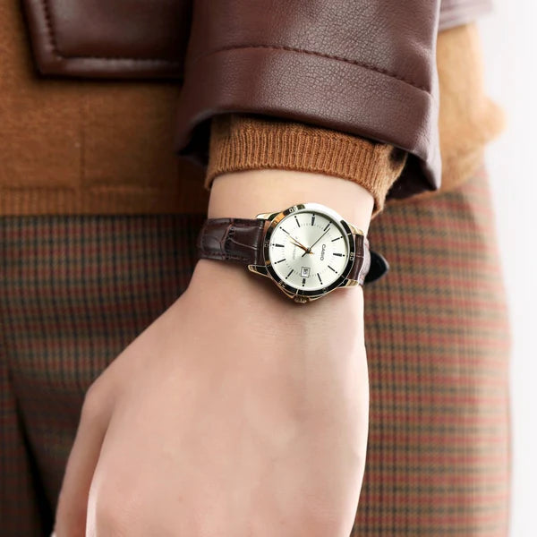 Casio women's Analog leather watch