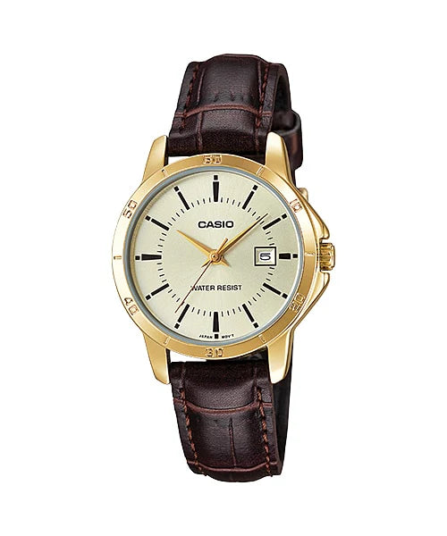 Casio women's Analog leather watch
