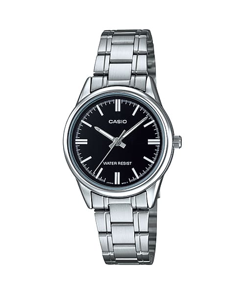 Casio Women's Analog Watch – Black Dial & Silver Stainless Steel Bracelet 