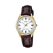 Casio Women's Watch LTP-V005GL-7AUDF Analog Display, White Dial, Brown Leather Strap