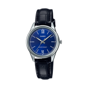 Casio Women's Analog Watch – Blue Dial and Dark Blue Leather Strap