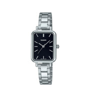 LTP-V009D-1EUDF – Casio Women's Classic Watch with Silver Metal Strap and Black Dial