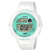 Casio Women's Digital Watch, Blue Dial, Round, White Resin Band - LWS-1200H-7A3VDF
