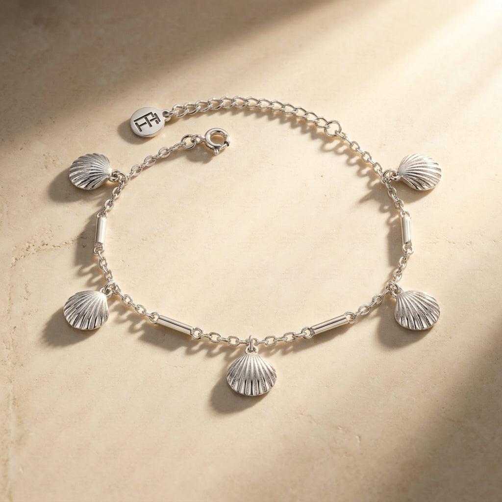 Modern Seashell Bracelet 925 Silver