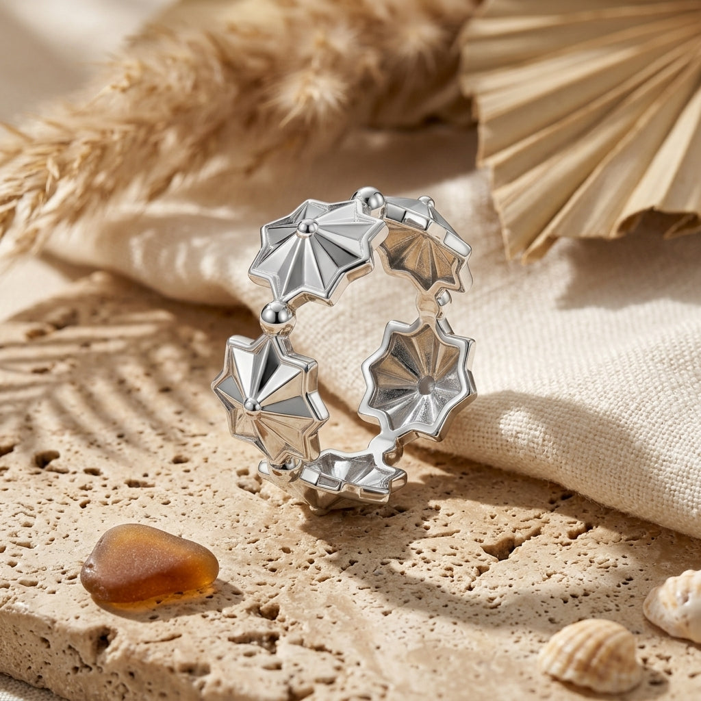 925 Silver Geometric Star Ring – Modern Design
