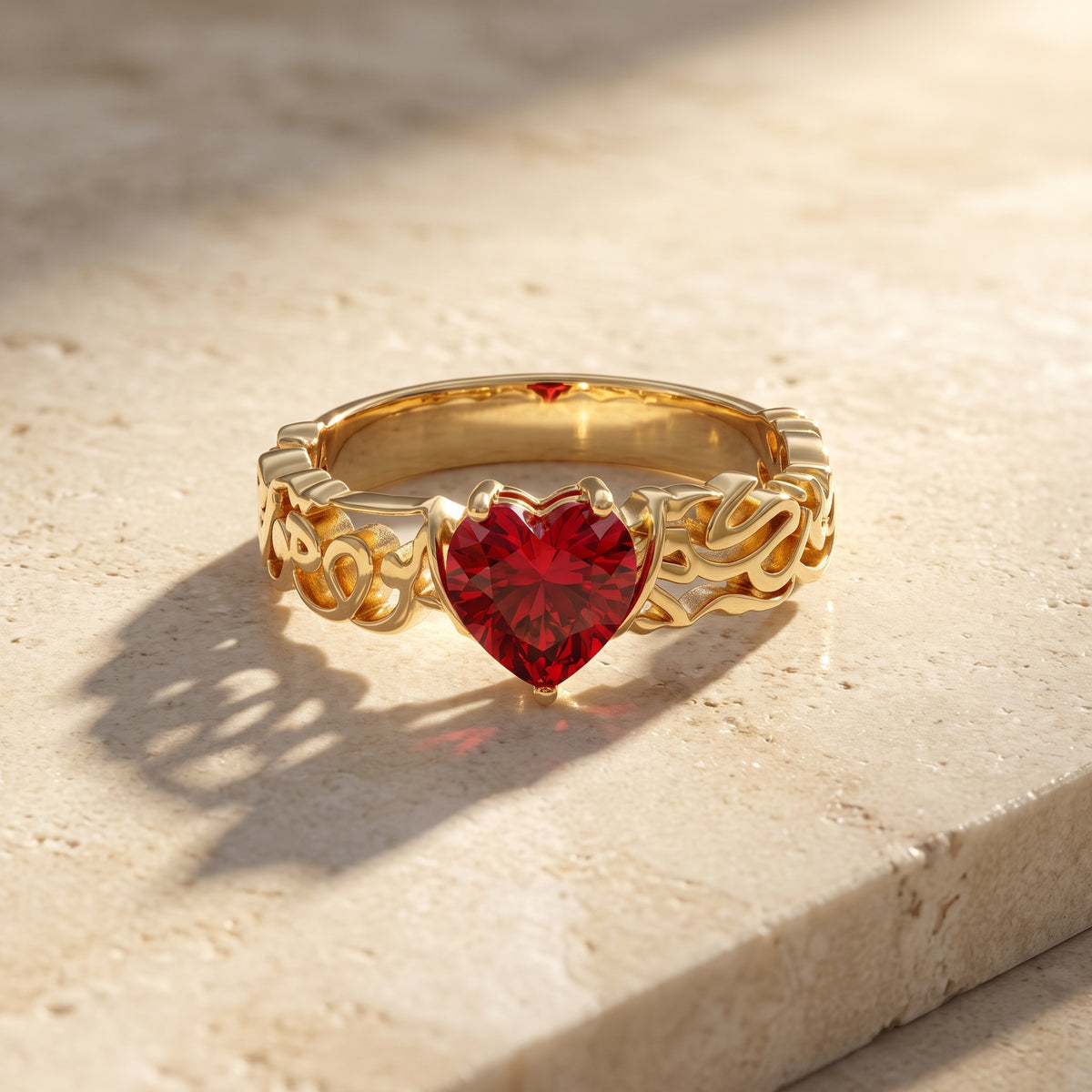 "W Ja'ala Baynakom Mawadda Wa Rahma" Red Stone Ring