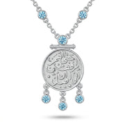 Necklace "Hatta Al Qamar Yorafekni Ela An Asel" with Aquamarine Stones 925 Silver