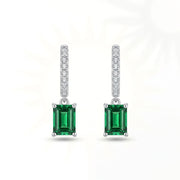 925 Silver Earrings with Green Emerald Stone
