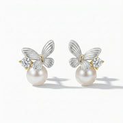 Butterfly Pearl Stud Earrings