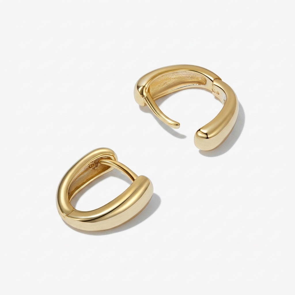925 Silver Gold-Plated Round Earrings