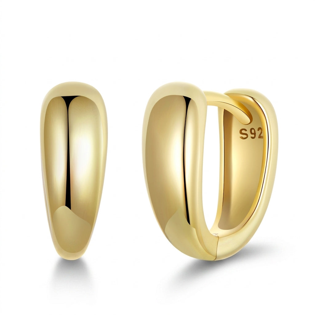 925 Silver Gold-Plated Round Earrings