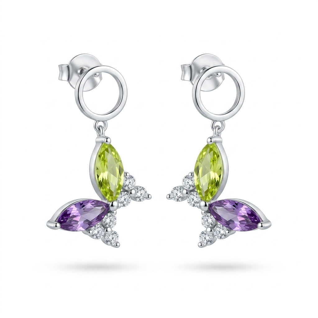 925 Silver Multicolored Zircon Earrings