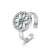 925 Silver Emerald Flower Ring