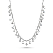 Dangling Bead Necklace with Zircon 925 Silver