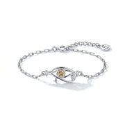 Pharaoh's Eye of Horus Bracelet with Yellow Stone 925 Silver
