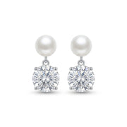 925 Silver Earrings Adorned With A Sparkling Stone And Pearl