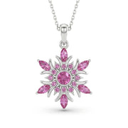 925 Silver Royal Pink Flower Necklace