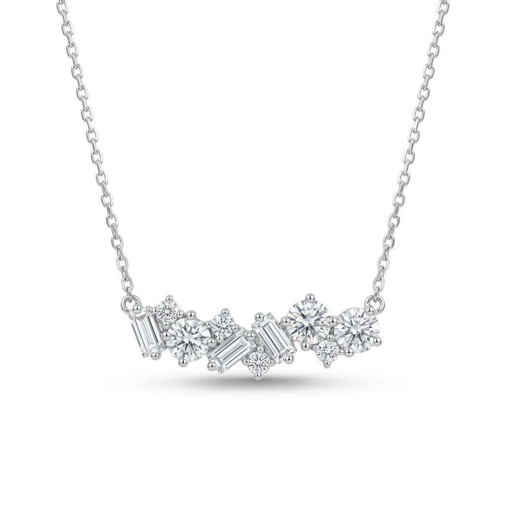 925 Silver Necklace Adorned with Sparkling Stones