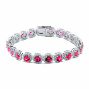 925 Sterling Silver Bracelet with Red Stones