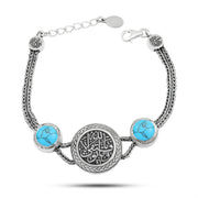 انسيال "وما توفيقي إلا بالله" فضة عيار 925 مزين بحجر فيروز طبيعي