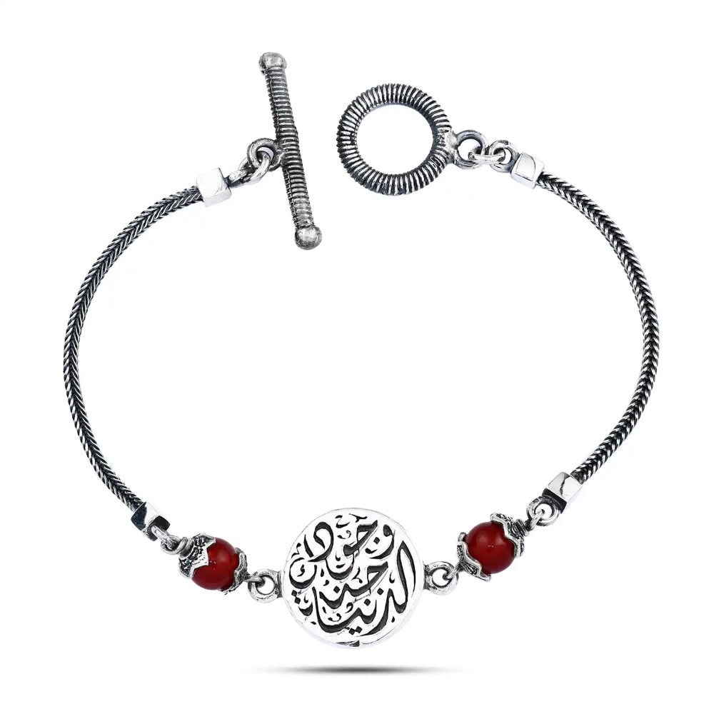 925 Silver Women Necklace Crowned with an Agate Stone Egyptian Handmade