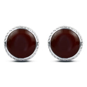 MCUF011-A - زرار بدلة رجالي فضة عيار 925 سادة بحجر من العقيق