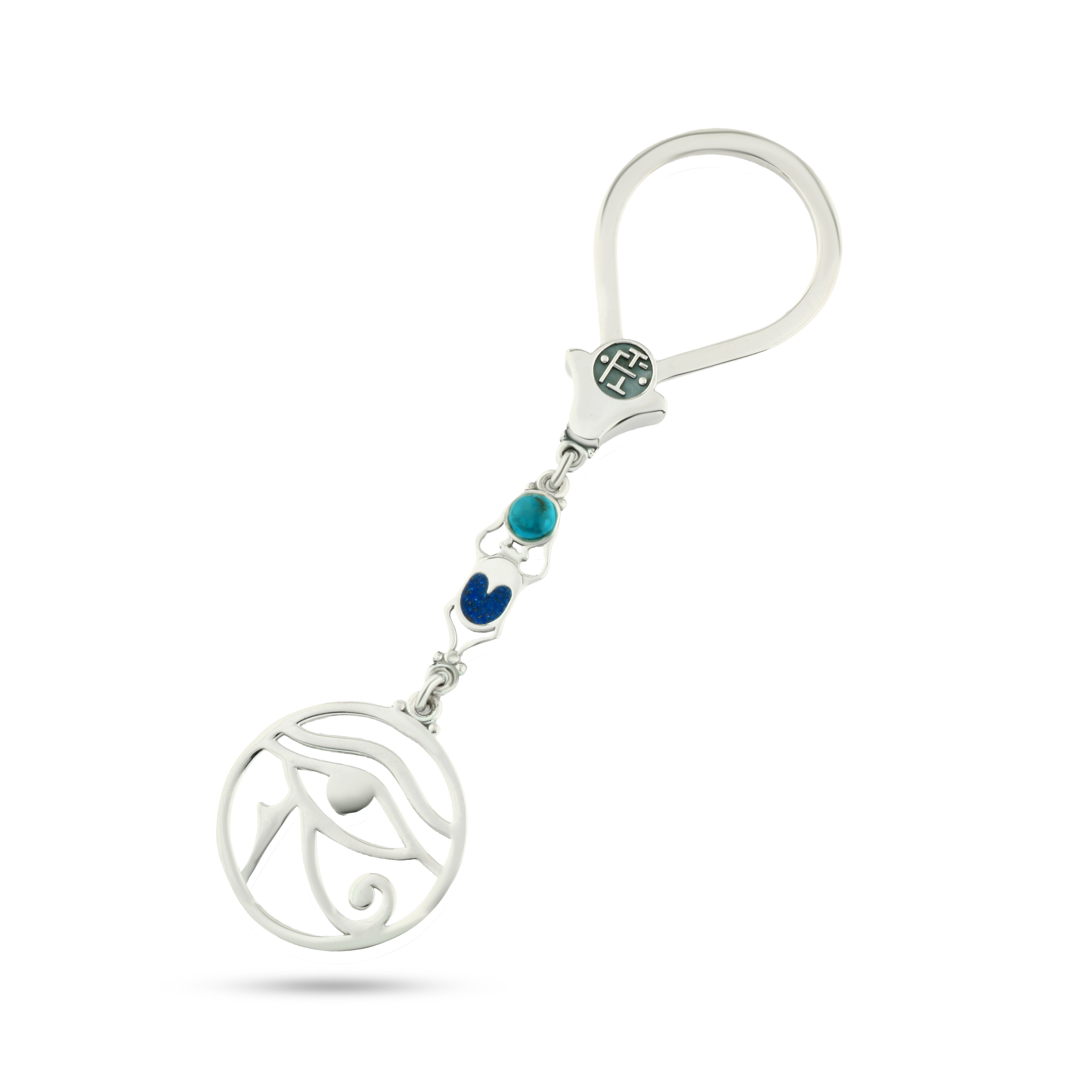 ميدالية فضة عيار 800 عين حورس مطعّمة أحجار ملونة