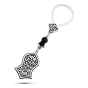 800 Silver Keychain – “Go Wherever You Wish, You Are Victorious” with Onyx Stone