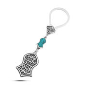 800 Silver Keychain – “Go Wherever You Wish, You Are Victorious” with Turquoise Stone